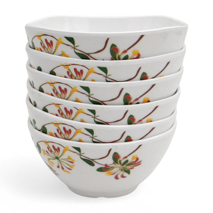 SUPERWARE | Pure Melamine | Bowl Set - Botanic Flower 4" | 6 Nos. | Stain Free, Glazed Finish