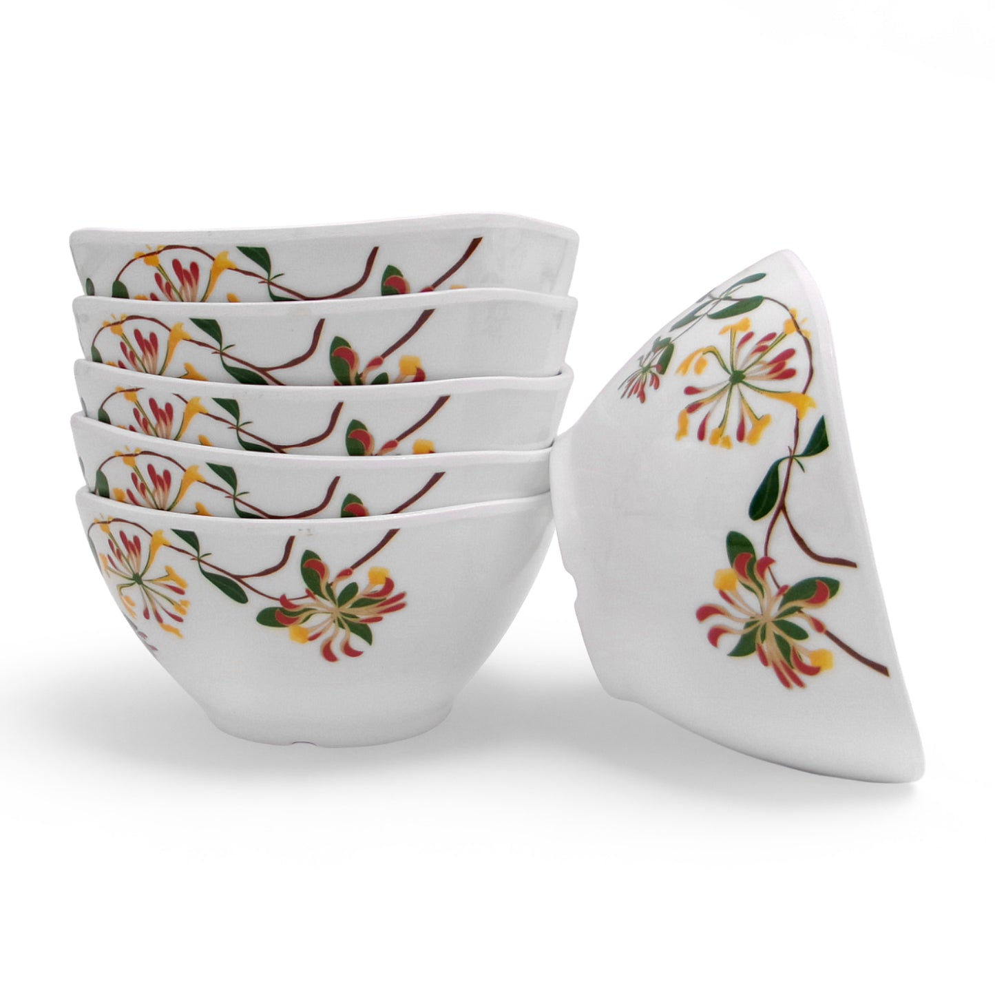SUPERWARE | Pure Melamine | Bowl Set - Botanic Flower 4" | 6 Nos. | Stain Free, Glazed Finish