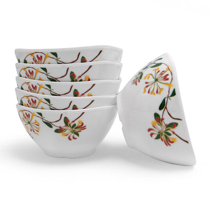 SUPERWARE | Pure Melamine | Bowl Set - Botanic Flower 4" | 6 Nos. | Stain Free, Glazed Finish