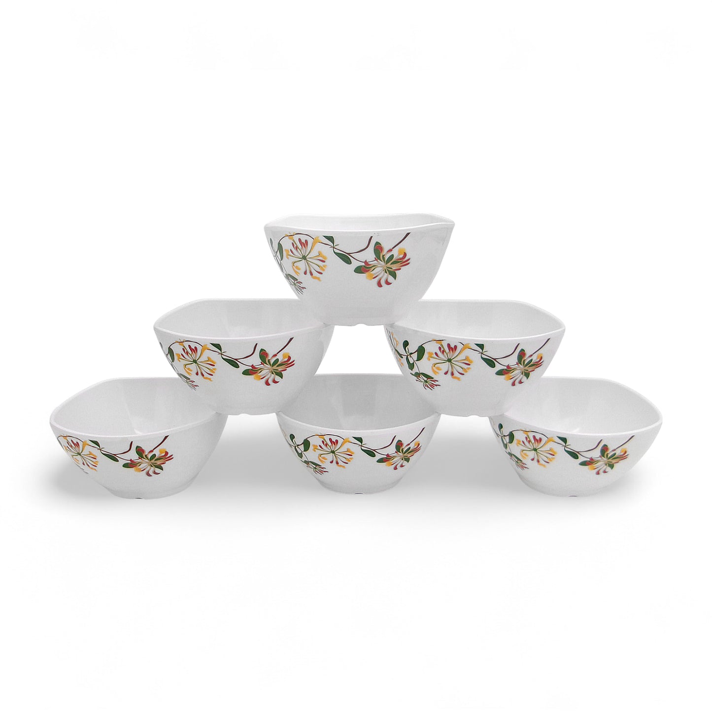 SUPERWARE | Pure Melamine | Bowl Set - Botanic Flower 4" | 6 Nos. | Stain Free, Glazed Finish