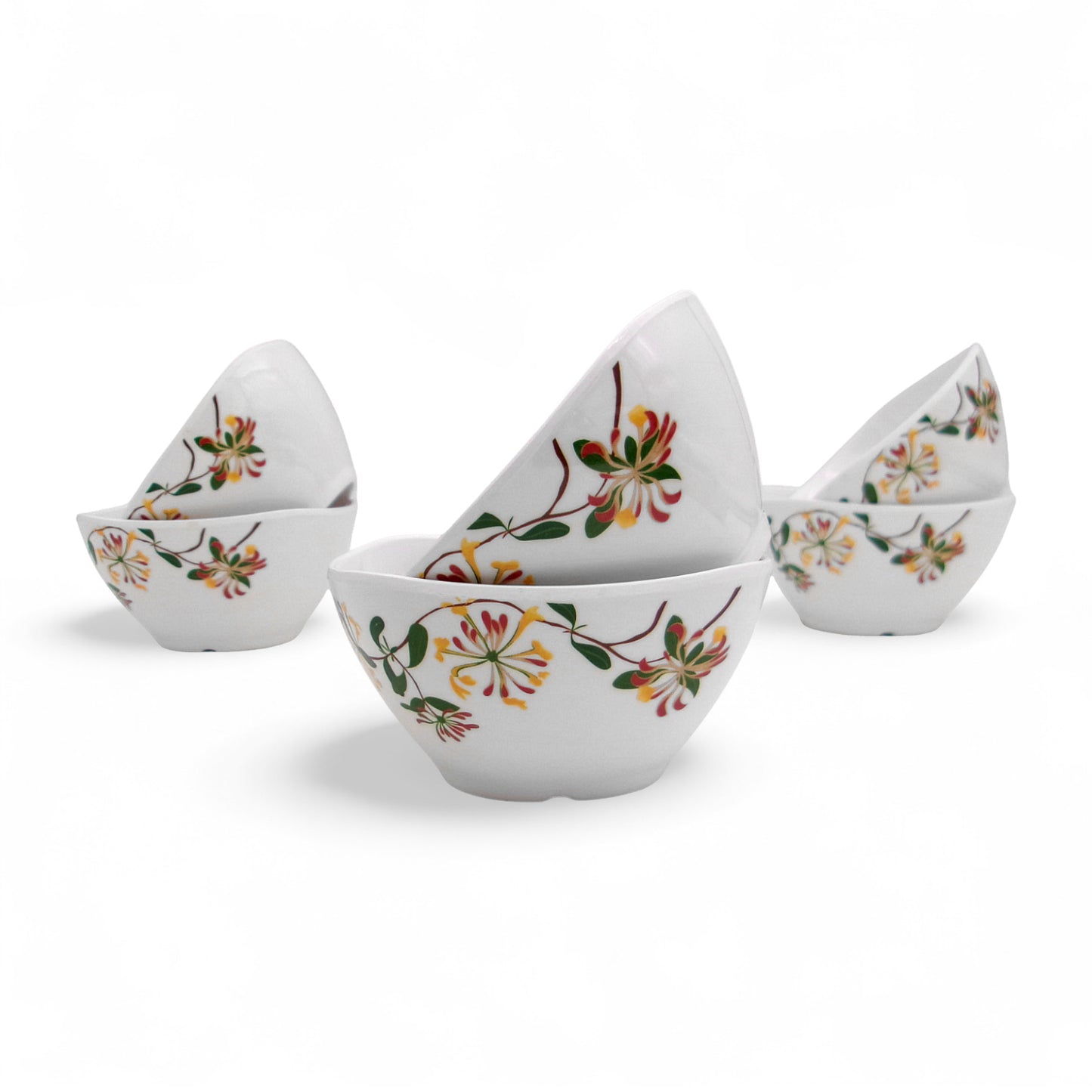 SUPERWARE | Pure Melamine | Bowl Set - Botanic Flower 4" | 6 Nos. | Stain Free, Glazed Finish
