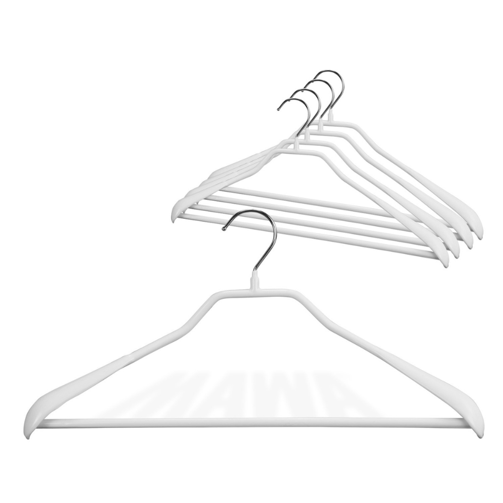 MAWA | Made in Germany | Metal Hanger Set | Coat Hanger | Bodyform 42/LS | Non-Slip Coating | 360° Rotatable Swivel Hook | Widened Shoulder Support | 5 Pieces