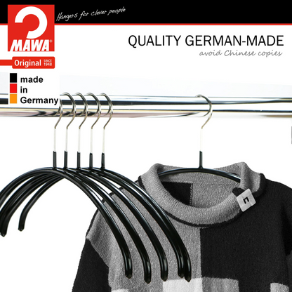 MAWA | Made in Germany | Metal Hanger Set | Top Hanger | Economic 40/P | Non-Slip Coating | 360° Rotatable Swivel Hook | Space Saver | 10 Pieces