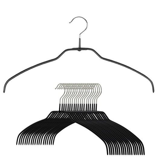 MAWA | Made in Germany | Metal Hanger Set | Shirt Hanger | Silhouette 42/FT | Collar Shape | Non-Slip Coating | 360° Rotatable Swivel Hook | Space Saver | 20 Pieces