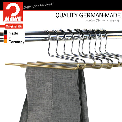MAWA | Made in Germany | Metal Hanger Set | Trouser Hanger | KHC 35 | Anti-Slip Bar | Space Saver | 10 Pieces