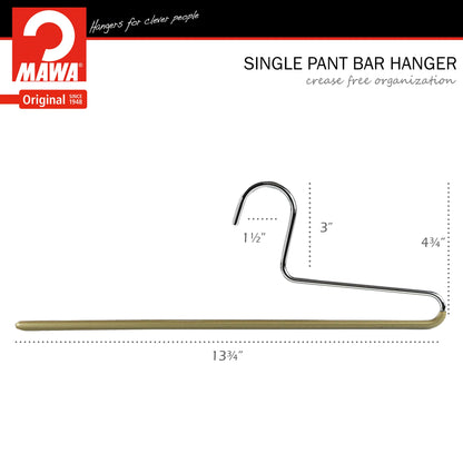 MAWA | Made in Germany | Metal Hanger Set | Trouser Hanger | KHC 35 | Anti-Slip Bar | Space Saver | 10 Pieces