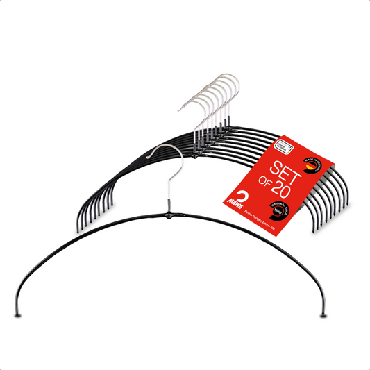 MAWA | Made in Germany | Metal Hanger Set | Top Hanger | Economic light 40/PT | Non-Slip Coating | 360° Rotatable Swivel Hook | Space Saver | 20 Pieces