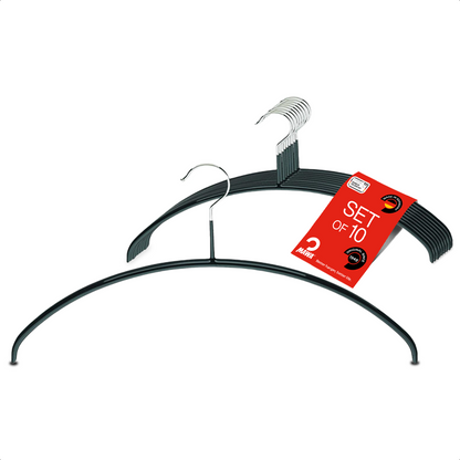 MAWA | Made in Germany | Metal Hanger Set | Top Hanger | Economic 40/P | Non-Slip Coating | 360° Rotatable Swivel Hook | Space Saver | 10 Pieces