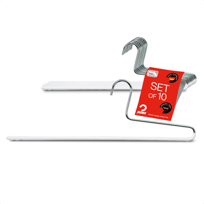 MAWA | Made in Germany | Metal Hanger Set | Trouser Hanger | KHC 35 | Anti-Slip Bar | Space Saver | 10 Pieces