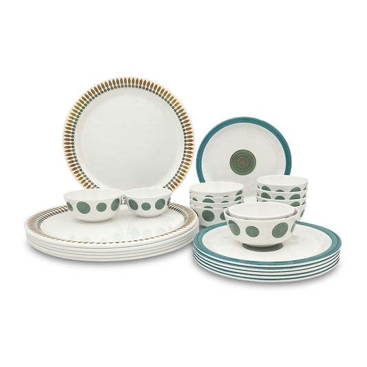 SUPERWARE | Pure Melamine | Dinner Set - AMELIA | Set Of 24 Pcs. | Stain Free, Glazed Finish