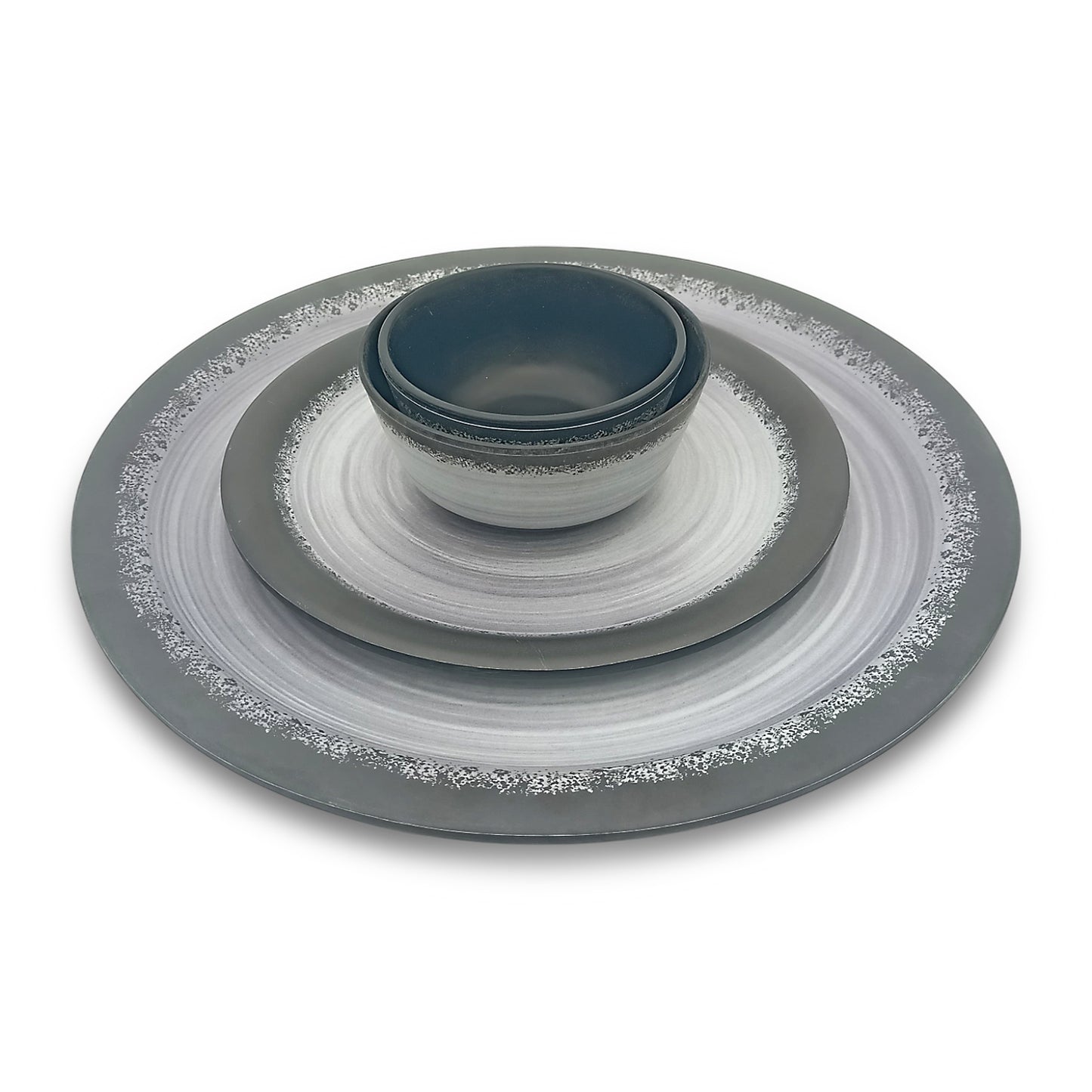 SUPERWARE | Pure Melamine | Dinner Set - Circular Black-Matt | Set Of 26 Pcs. | Stain Free, Glazed Finish