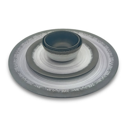 SUPERWARE | Pure Melamine | Dinner Set - Circular Black-Matt | Set Of 26 Pcs. | Stain Free, Glazed Finish
