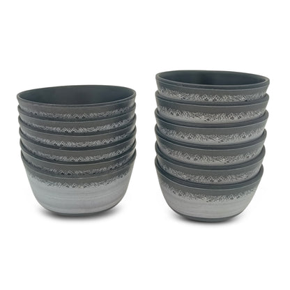 SUPERWARE | Pure Melamine | Dinner Set - Circular Black-Matt | Set Of 26 Pcs. | Stain Free, Glazed Finish