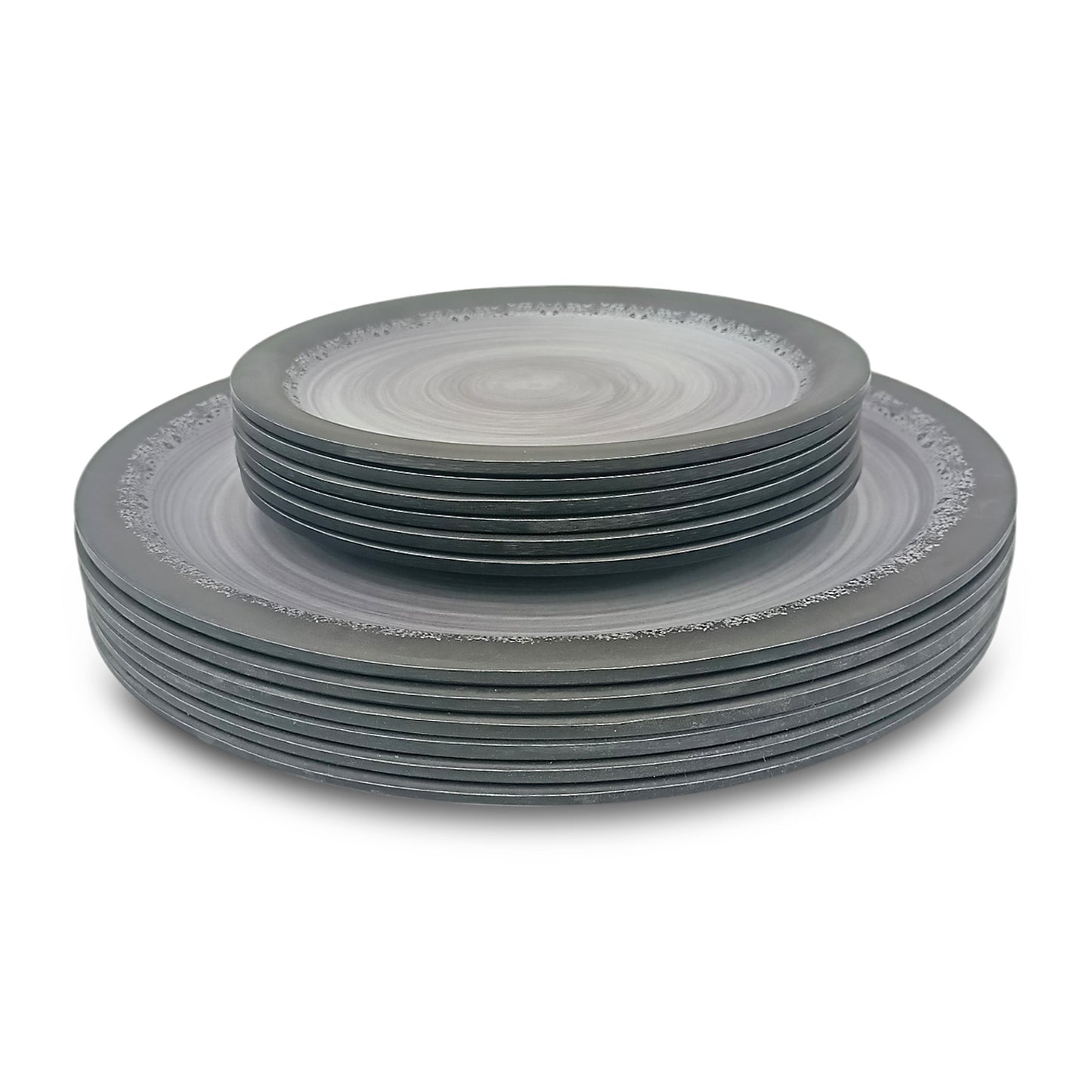 SUPERWARE | Pure Melamine | Dinner Set - Circular Black-Matt | Set Of 26 Pcs. | Stain Free, Glazed Finish