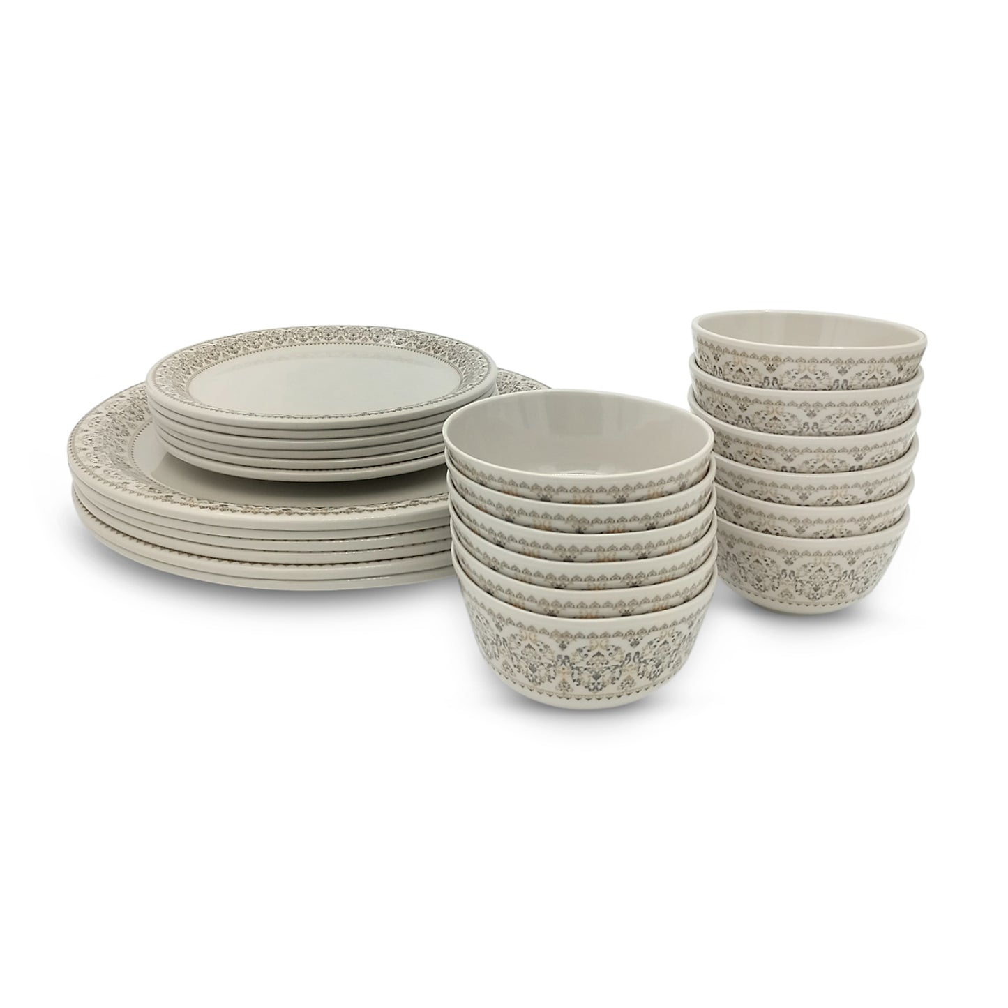 SUPERWARE, Pure Melamine | Dinner Set - Manila Gold Desert Tan | Set Of 24 Pcs. | Stain Free, Glazed Finish