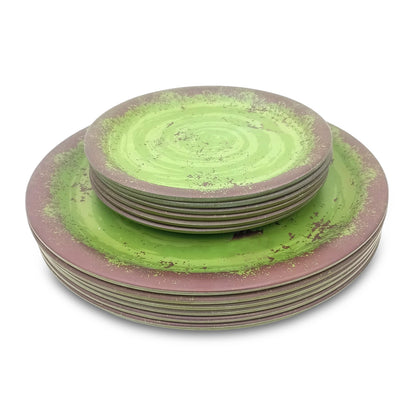 SUPERWARE | Pure Melamine | Dinner Set - Rustic Q Olive Green | Set Of 24 Pcs. | Stain Free, Glazed Finish