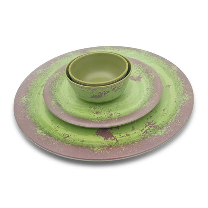 SUPERWARE | Pure Melamine | Dinner Set - Rustic Q Olive Green | Set Of 24 Pcs. | Stain Free, Glazed Finish