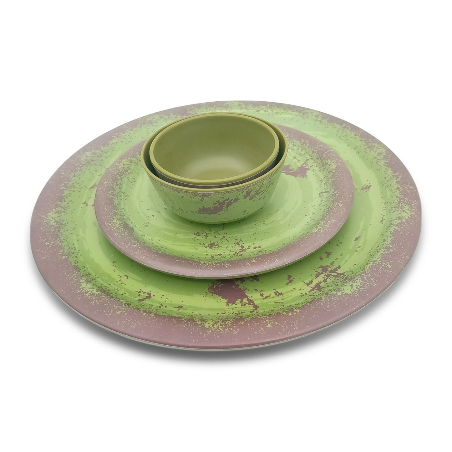 SUPERWARE | Pure Melamine | Dinner Set - Rustic Q Olive Green Matt | Set Of 26 Pcs. | Stain Free, Glazed Finish
