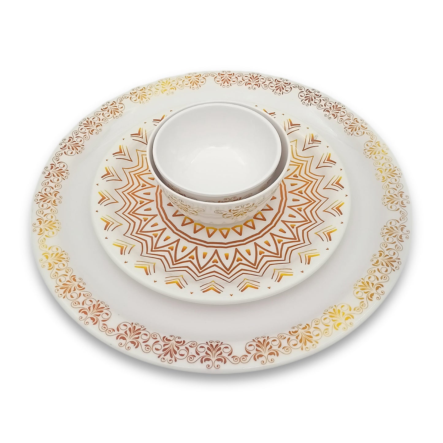 SUPERWARE | Pure Melamine | Dinner Set - The Sun | Set Of 24 Pcs. | Stain Free, Glazed Finish