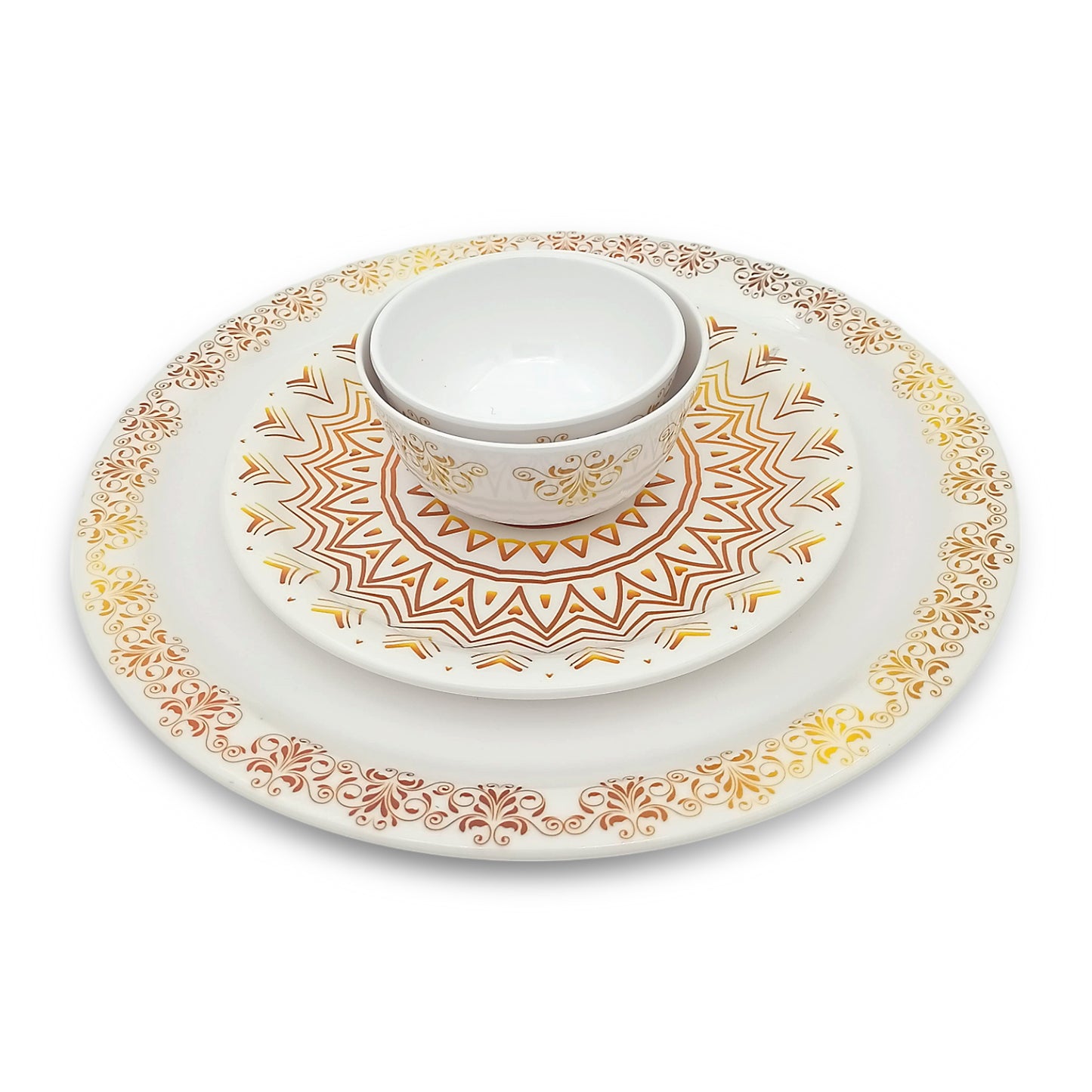 SUPERWARE | Pure Melamine | Dinner Set - The Sun | Set Of 24 Pcs. | Stain Free, Glazed Finish