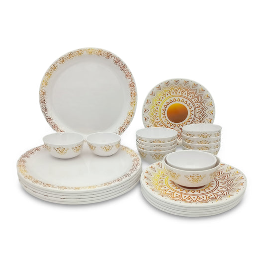 SUPERWARE | Pure Melamine | Dinner Set - The Sun | Set Of 24 Pcs. | Stain Free, Glazed Finish