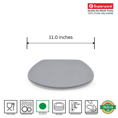 SUPERWARE | Pure Melamine | Square Dinner Plate Set - Jasper (11.0") | 6 Nos.| Stain Free, Glazed Finish