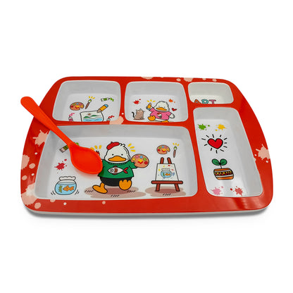 SUPERWARE | Pure Melamine | Kid Set - Section Tray - Duck | 2 Pcs. | Stain Free, Glazed Finish
