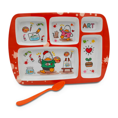 SUPERWARE | Pure Melamine | Kid Set - Section Tray - Duck | 2 Pcs. | Stain Free, Glazed Finish