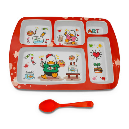SUPERWARE | Pure Melamine | Kid Set - Section Tray - Duck | 2 Pcs. | Stain Free, Glazed Finish