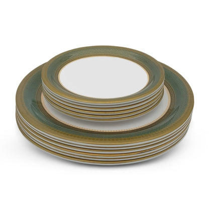 SUPERWARE, Pure Melamine | Dinner Set - Bridal-Green | Set Of 37 Pcs. | Stain Free, Glazed Finish