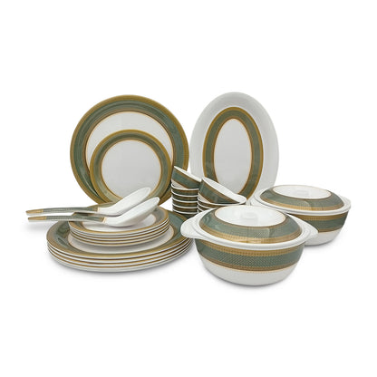 SUPERWARE | Pure Melamine | Dinner Set - Bridal-Green | Set Of 31 Pcs. | Stain Free, Glazed Finish