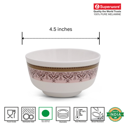SUPERWARE | Pure Melamine | Soup Bowl Set - Classic-2  (4.5") | 6 Nos. | Stain Free, Glazed Finish