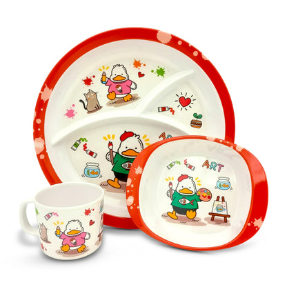 SUPERWARE | Pure Melamine | Kid Set - Duck | 3 Pcs. | Stain Free, Glazed Finish