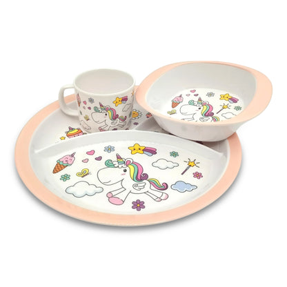 SUPERWARE | Pure Melamine | Kid Set - Unicorn | 3 Pcs. | Stain Free, Glazed Finish