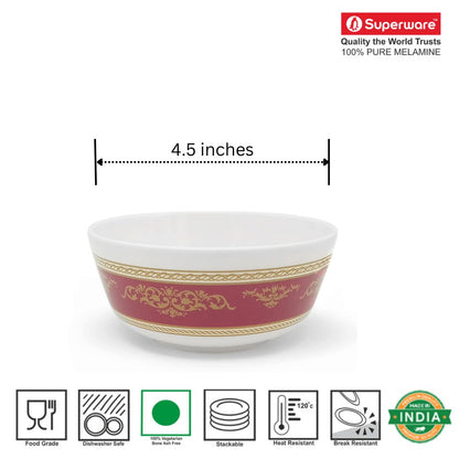 SUPERWARE | Pure Melamine | Soup Bowl Set - Oriental Gold OS (4.5") | 6 Nos. | Stain Free, Glazed Finish