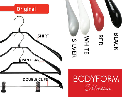 MAWA | Made in Germany | Metal Hanger Set | Jacket Hanger | Bodyform 42/L | Non-Slip Coating | 360° Rotatable Swivel Hook | Widened Shoulder Support | 5 Pieces