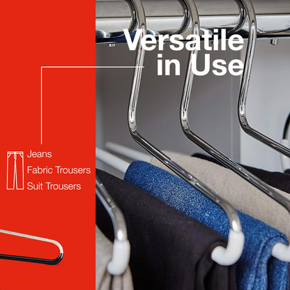 MAWA | Made in Germany | Metal Hanger Set | Trouser Hanger | KHC 35 | Anti-Slip Bar | Space Saver | 10 Pieces