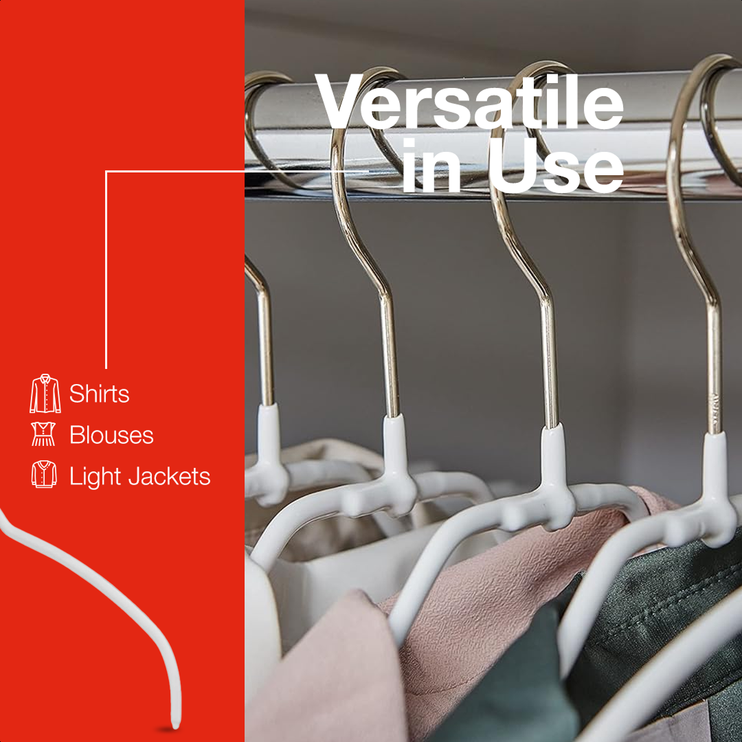 MAWA | Made in Germany | Metal Hanger Set | Shirt Hanger | Silhouette 42/FT | Collar Shape | Non-Slip Coating | 360° Rotatable Swivel Hook | Space Saver | 20 Pieces