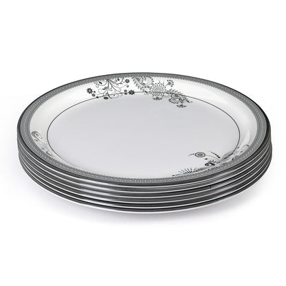 SUPERWARE | Pure Melamine | Dinner Plate Set – SILVER LACE (11.0") | 6 Nos. | Stain Free, Glazed Finish