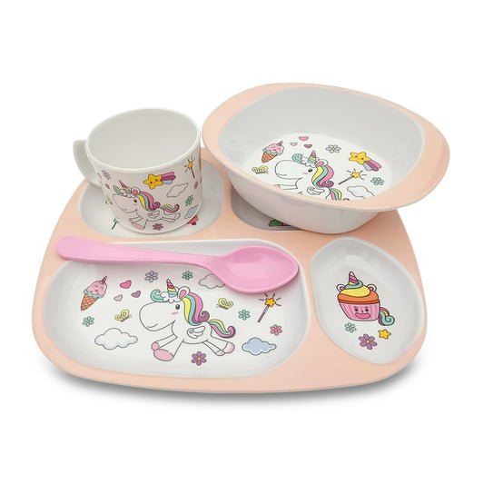 SUPERWARE | Pure Melamine | Kid Set - Unicorn | 4 Pcs. | Stain Free, Glazed Finish