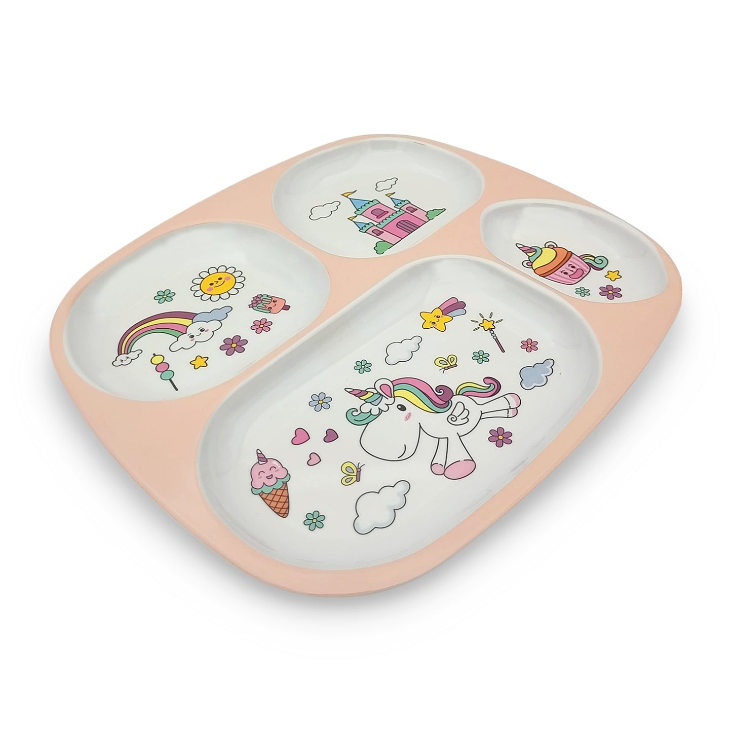 SUPERWARE | Pure Melamine | Kid Set - Unicorn | 4 Pcs. | Stain Free, Glazed Finish