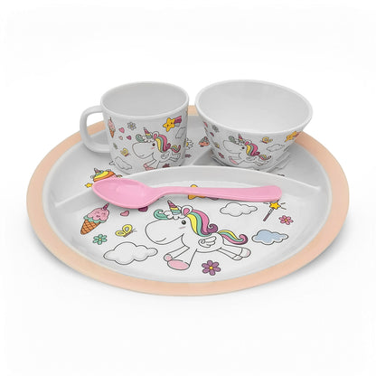 SUPERWARE | Pure Melamine | Kid Set - Unicorn | 4 Pcs. | Stain Free, Glazed Finish