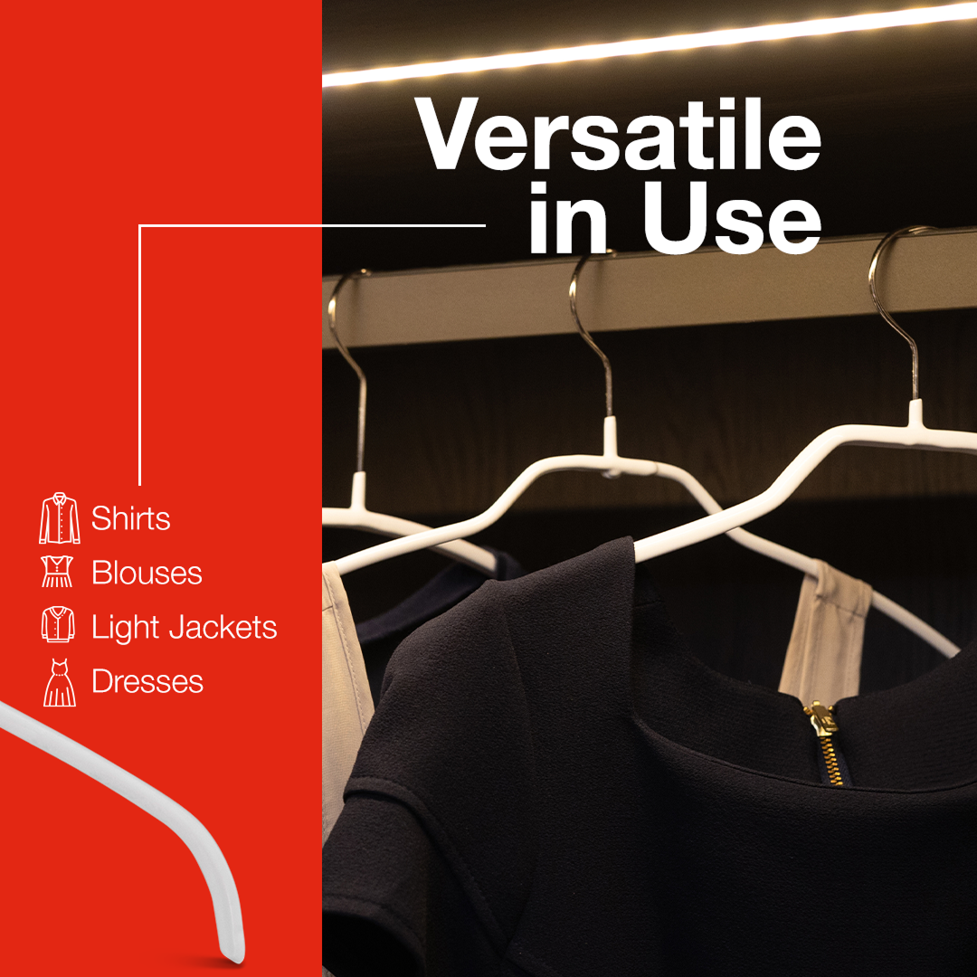 MAWA | Made in Germany | Metal Hanger Set | Silhouette 41/F | Shirt Hanger | Collar Shape | Non-Slip Coating | 360° Rotatable Swivel Hook | Space Saver | 10 Pieces