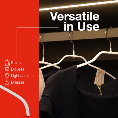 MAWA | Made in Germany | Metal Hanger Set | Silhouette 41/F | Shirt Hanger | Collar Shape | Non-Slip Coating | 360° Rotatable Swivel Hook | Space Saver | 10 Pieces