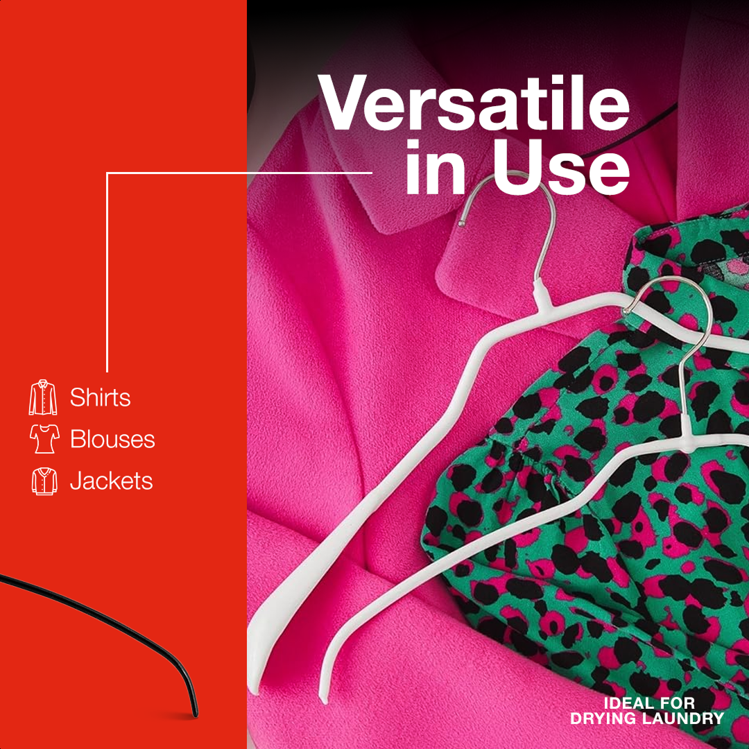 MAWA | Made in Germany | Metal Hanger Set | Shirt Hanger | Silhouette 42/FT | Collar Shape | Non-Slip Coating | 360° Rotatable Swivel Hook | Space Saver | 20 Pieces