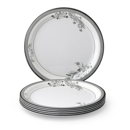 SUPERWARE | Pure Melamine | Dinner Plate Set – SILVER LACE (11.0") | 6 Nos. | Stain Free, Glazed Finish