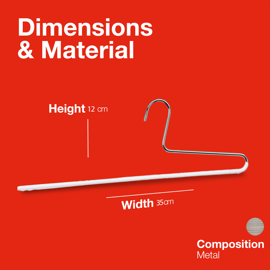 MAWA | Made in Germany | Metal Hanger Set | Trouser Hanger | KHC 35 | Anti-Slip Bar | Space Saver | 10 Pieces