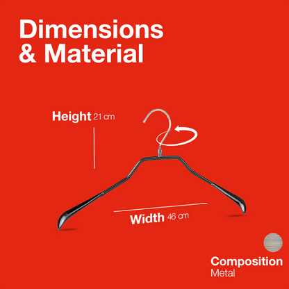 MAWA | Made in Germany | Metal Hanger Set | Jacket Hanger | Bodyform 42/L | Non-Slip Coating | 360° Rotatable Swivel Hook | Widened Shoulder Support | 5 Pieces