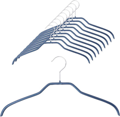 MAWA | Made in Germany | Metal Hanger Set | Silhouette 41/F | Shirt Hanger | Collar Shape | Non-Slip Coating | 360° Rotatable Swivel Hook | Space Saver | 10 Pieces