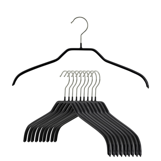 MAWA | Made in Germany | Metal Hanger Set | Silhouette 41/F | Shirt Hanger | Collar Shape | Non-Slip Coating | 360° Rotatable Swivel Hook | Space Saver | 10 Pieces
